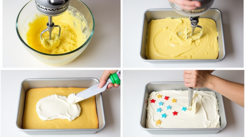 Easy Graduation Sheet Cake with Buttercream Stars steps