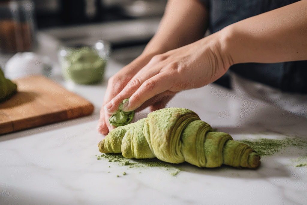matcha croissants setps