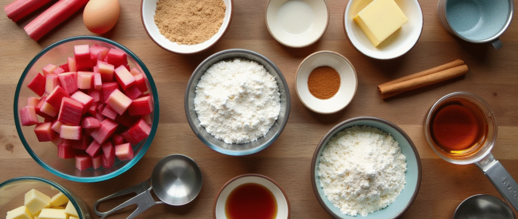 ingredients for Rhubarb Coffee Cake