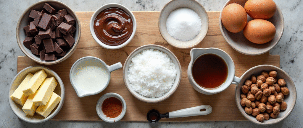 Chocolate Hazelnut Silk Cake Ingredients Only