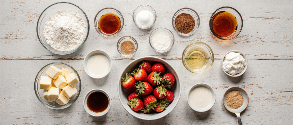 ingredients for Strawberry Shortcake Cruffins