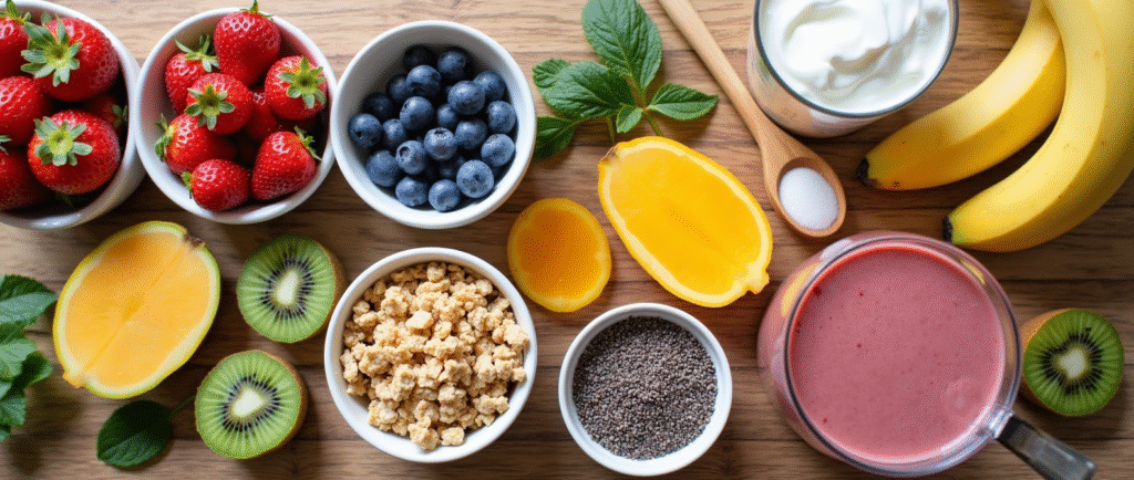 ingredients for Rainbow Smoothie Bowl recipe