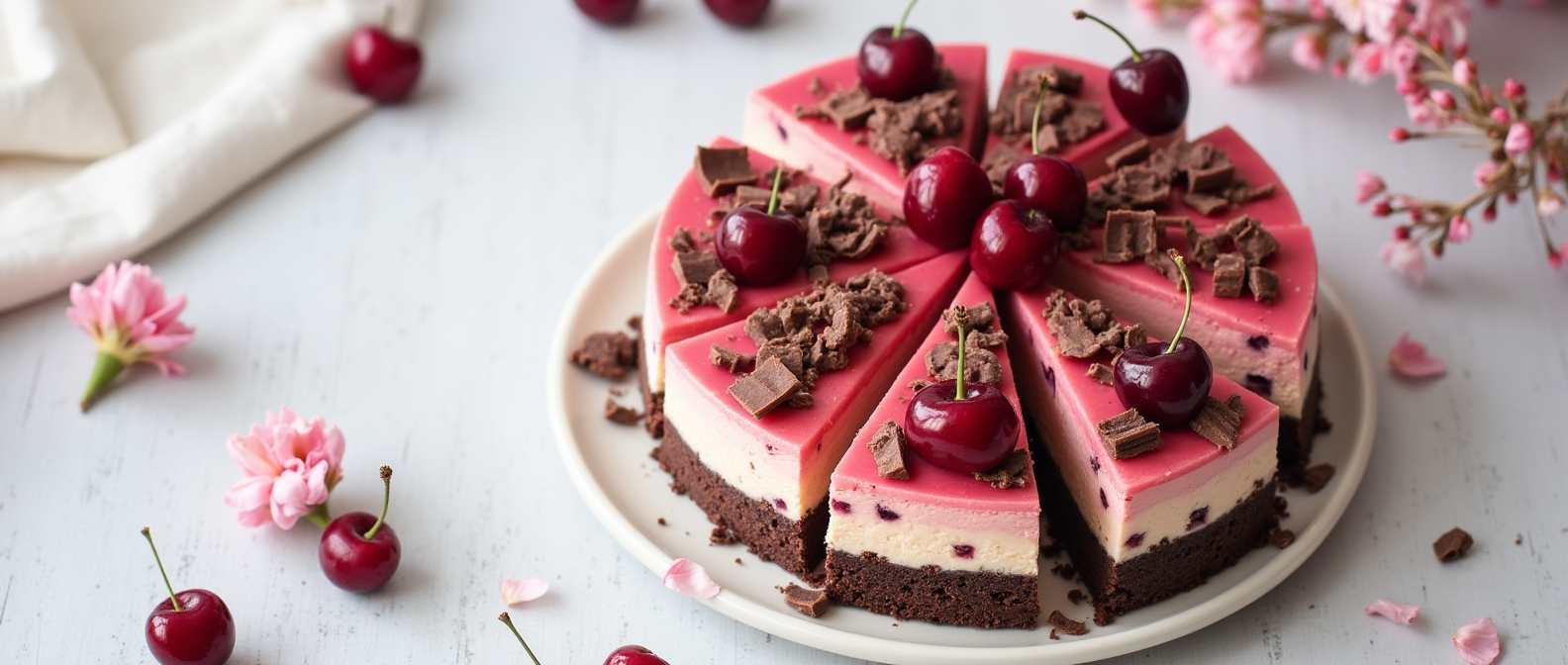 Choco-Cherry Cherry Blossom Cheesecake